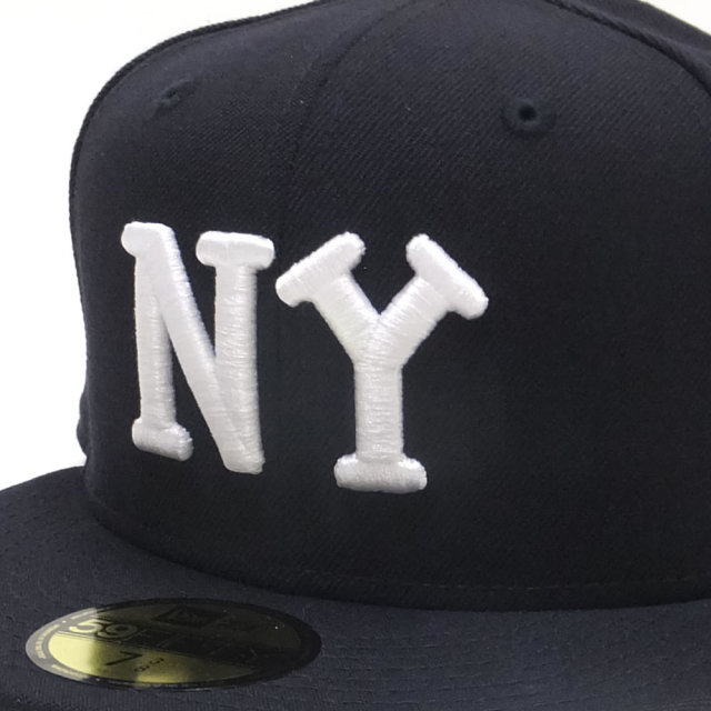 NEW ERA ニューエラ フラットバイザーキャップ 59FIFTY 二グロリーグ ニューヨーク・ブラックヤンキース ネイビー×ホワイト (11781687)