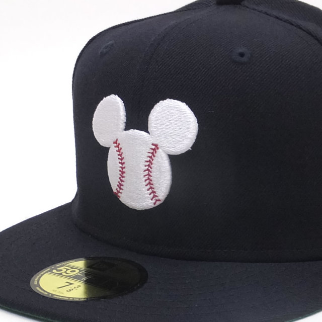 NEW ERA ニューエラ コラボ フラットバイザーキャップ 59FIFTY ディズニー ミッキーマウス シルエット ボール ネイビー (11781707)