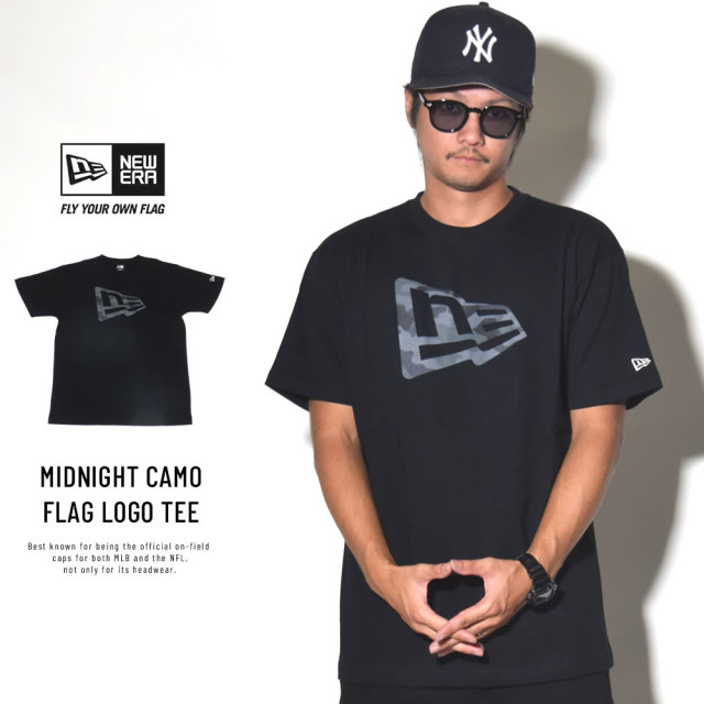 NEW ERA ニューエラ Tシャツ ウッドランドカモミッドナイト フラッグロゴ ブラック (11782993)