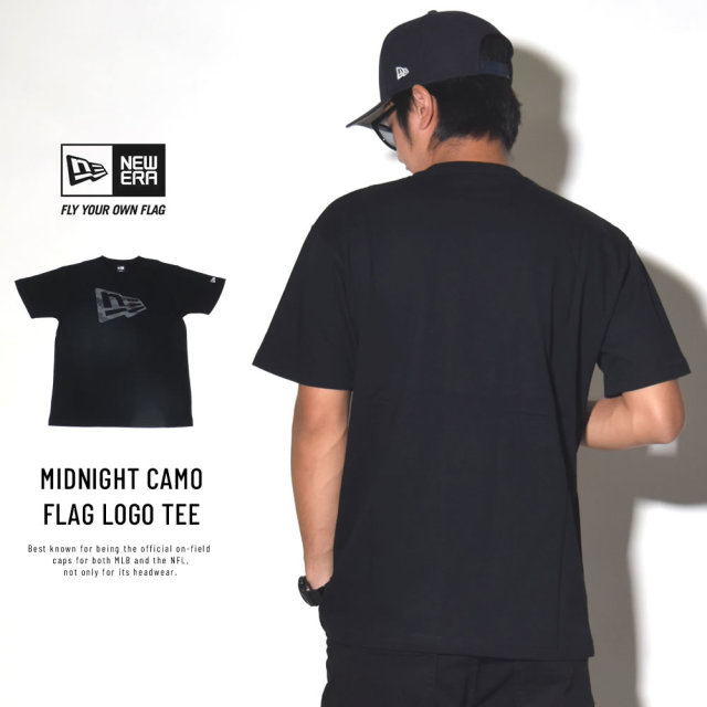 NEW ERA ニューエラ Tシャツ ウッドランドカモミッドナイト フラッグロゴ ブラック (11782993)
