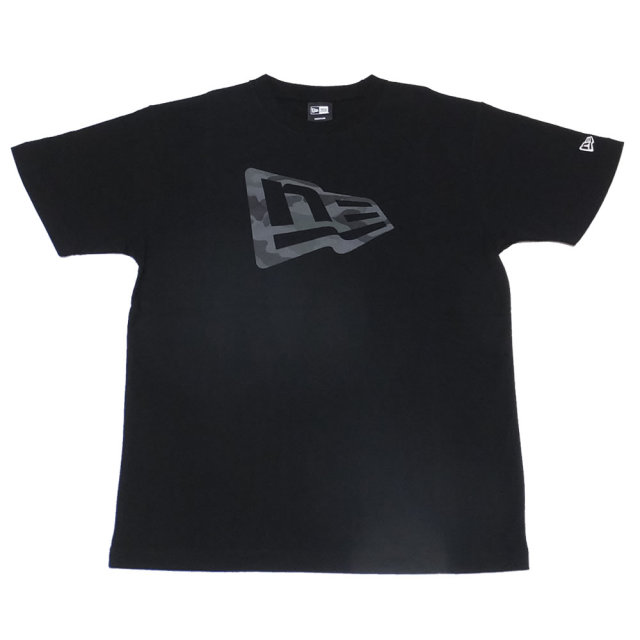 NEW ERA ニューエラ Tシャツ ウッドランドカモミッドナイト フラッグロゴ ブラック (11782993)