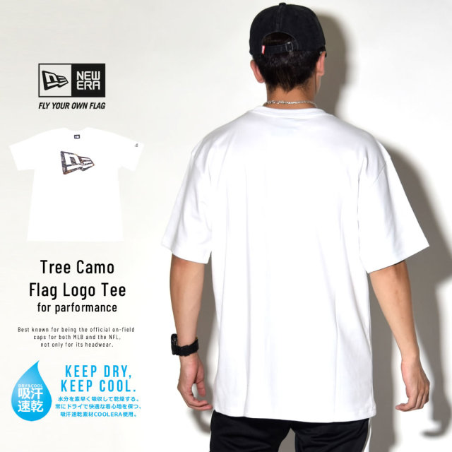 NEW ERA ニューエラ 半袖パフォーマンスTシャツ 吸汗速乾 ツリーカモ フラッグ ホワイト 11782960