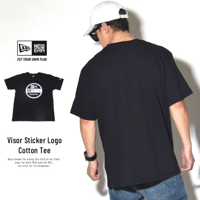 NEW ERA ニューエラ 半袖コットンTシャツ バイザーステッカー ブラック×ホワイト 11782976