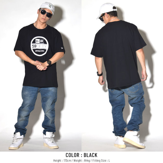 NEW ERA ニューエラ 半袖コットンTシャツ バイザーステッカー ブラック×ホワイト 11782976