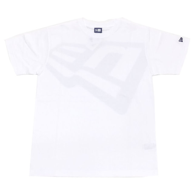 NEW ERA ニューエラ 半袖コットンTシャツ ズームアップフラッグロゴ ホワイト×ブラック 11783018
