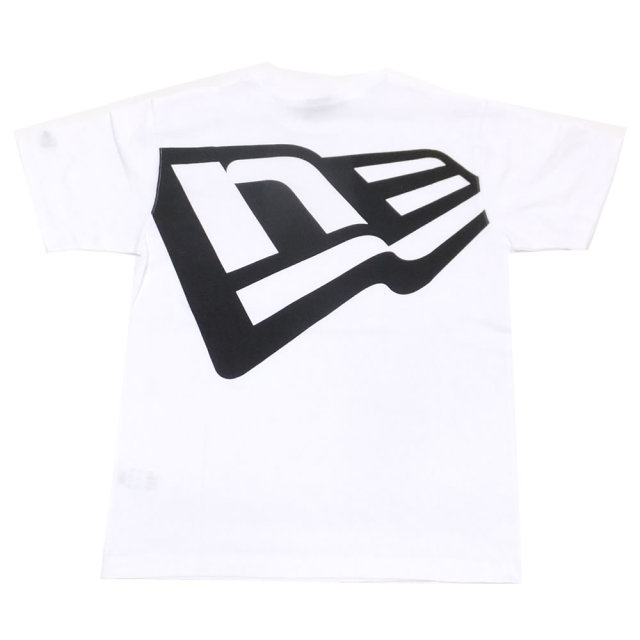 NEW ERA ニューエラ 半袖コットンTシャツ ズームアップフラッグロゴ ホワイト×ブラック 11783018