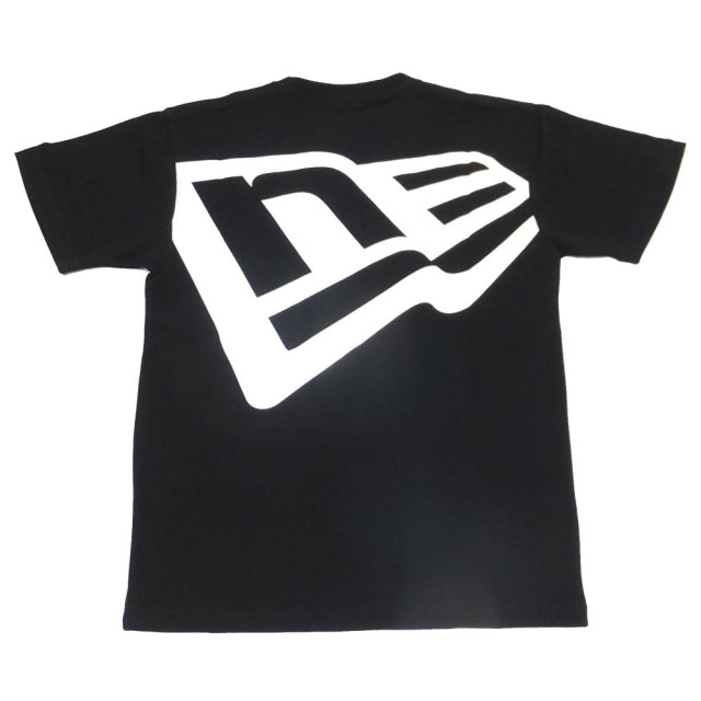 NEW ERA ニューエラ 半袖コットンTシャツ ズームアップフラッグロゴ ブラック×ホワイト 11783019