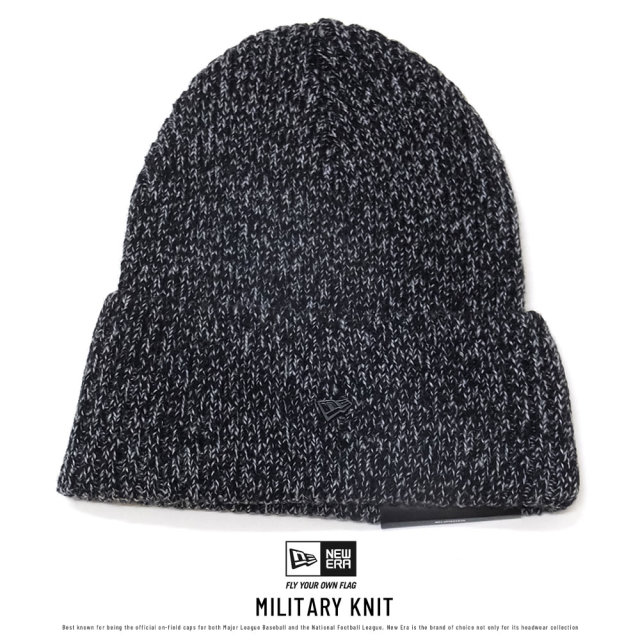 NEW ERA ニューエラ ニットキャップ ミリタリーニット メタルフラッグロゴ ブラック/グレー 11781046
