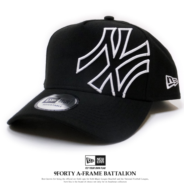NEW ERA ニューエラ カーブバイザーキャップ 9FORTY Aフレーム バタリオン ニューヨーク・ヤンキース ブラック×スノーホワイト 11781459