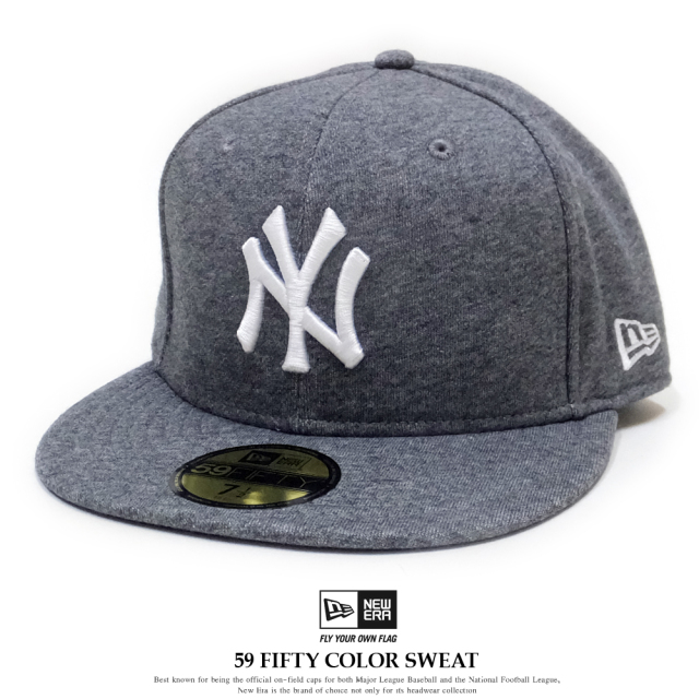 NEW ERA ニューエラ フラットバイザーキャップ 59FIFTY カラースウェット ニューヨーク・ヤンキース チャコールグレー×スノーホワイト 11781677