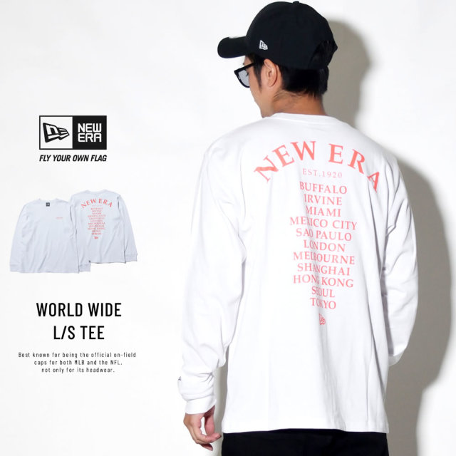 NEW ERA ニューエラ 長袖Tシャツ ワールドワイド ホワイト×ラバレッド 11783066
