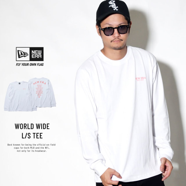 NEW ERA ニューエラ 長袖Tシャツ ワールドワイド ホワイト×ラバレッド 11783066