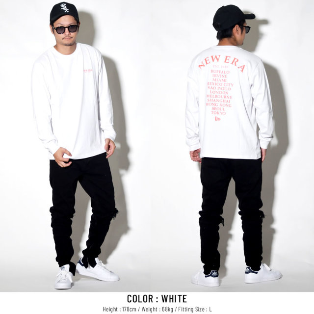 NEW ERA ニューエラ 長袖Tシャツ ワールドワイド ホワイト×ラバレッド 11783066