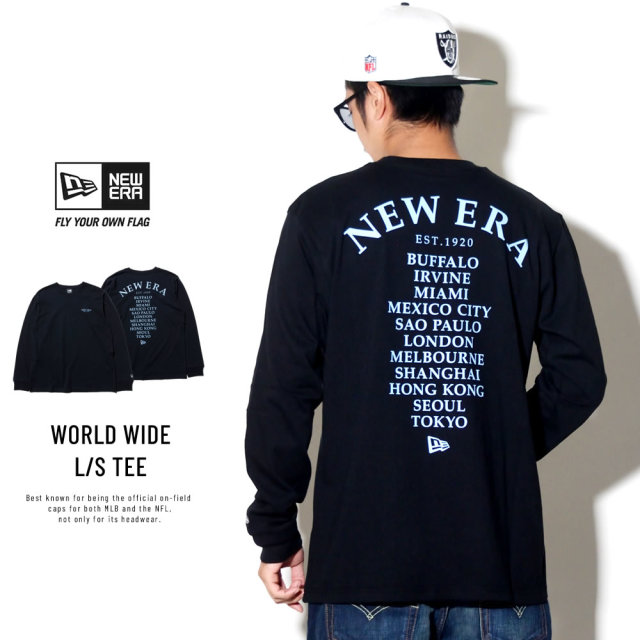 NEW ERA ニューエラ 長袖Tシャツ ワールドワイド ブラック×ライトブルー 11783067