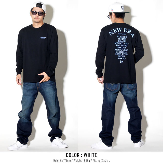 NEW ERA ニューエラ 長袖Tシャツ ワールドワイド ブラック×ライトブルー 11783067