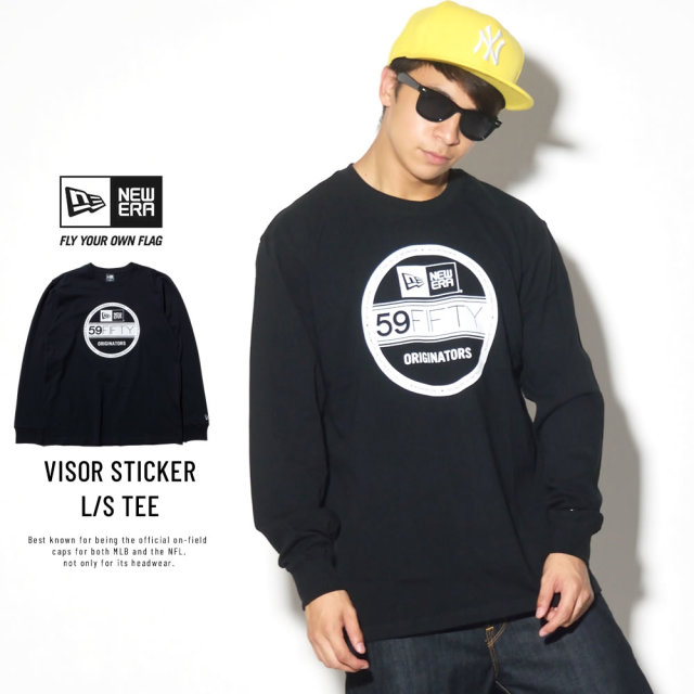 NEW ERA ニューエラ 長袖Tシャツ バイザーステッカー ブラック×ホワイト 11783069