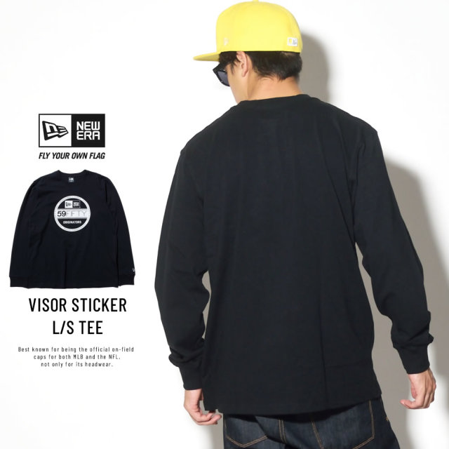 NEW ERA ニューエラ 長袖Tシャツ バイザーステッカー ブラック×ホワイト 11783069