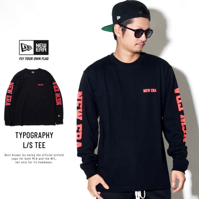 NEW ERA ニューエラ 長袖Tシャツ NEWERAタイポグラフィ ブラック×レッド 11783076