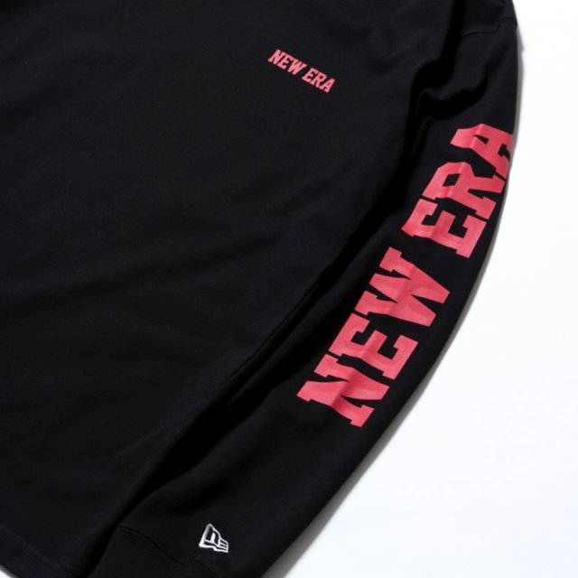 NEW ERA ニューエラ 長袖Tシャツ NEWERAタイポグラフィ ブラック×レッド 11783076