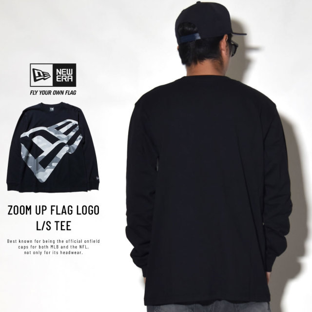 NEW ERA ニューエラ 長袖Tシャツ ズームアップフラッグロゴ ブラック×アーバンカモ 11783097