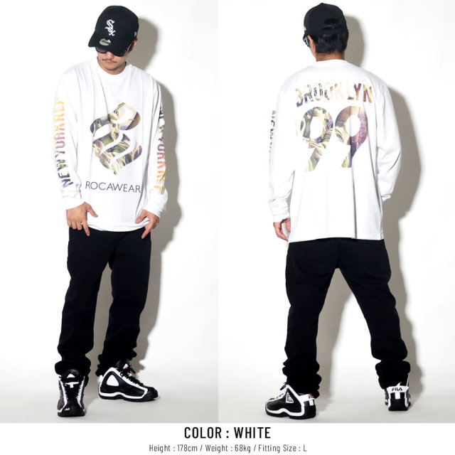 ROCAWEAR ロカウェア 長袖Tシャツ LOGO IN LIVERTY LS TEE RW183T01