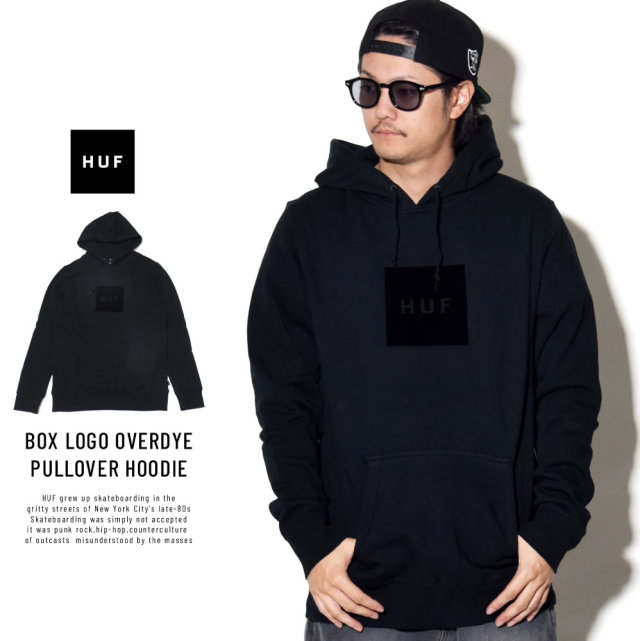 HUF ハフ プルオーバーパーカー BOX LOGO OVERDYE PULLOVER HOODIE PF00071
