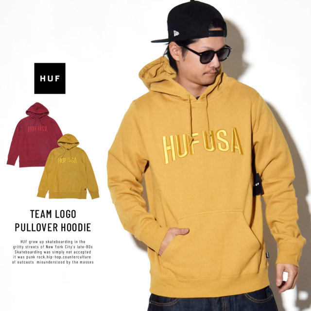 HUF ハフ プルオーバーパーカー TEAM LOGO PULLOVER HOODIE PF00072