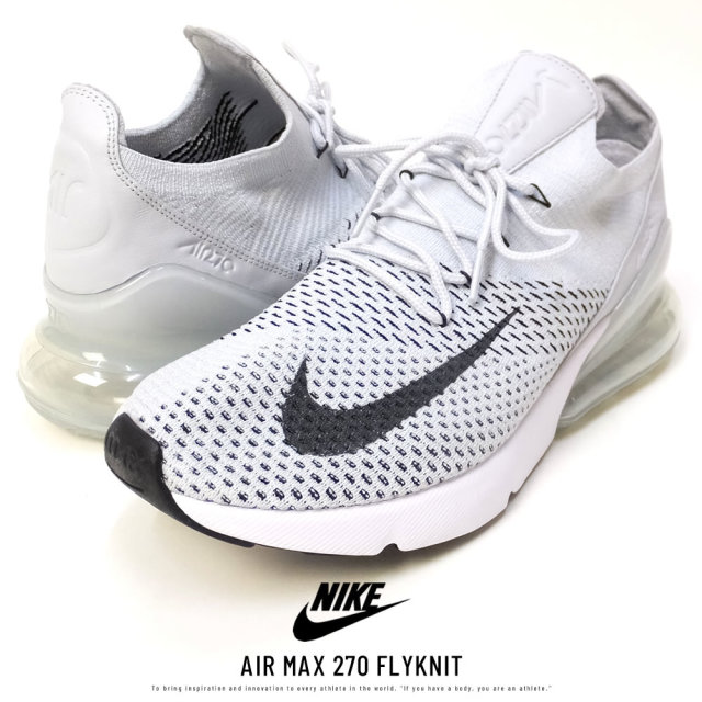 NIKE ナイキ シューズ AIR MAX 270 FLYKNIT PURE-PLATINUM/BLACK/DARK-GREY (AO1023-003)