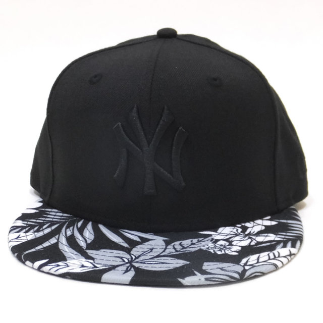 NEW ERA ニューエラ フラットバイザーキャップ 9FIFTY フローラル グレースケール ニューヨーク・ヤンキース ブラック フローラルバイザー (11785622)