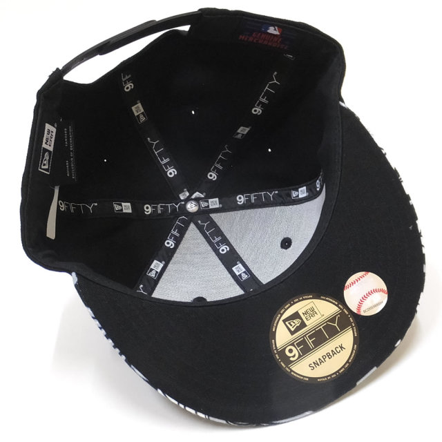 NEW ERA ニューエラ フラットバイザーキャップ 9FIFTY フローラル グレースケール ニューヨーク・ヤンキース ブラック フローラルバイザー (11785622)