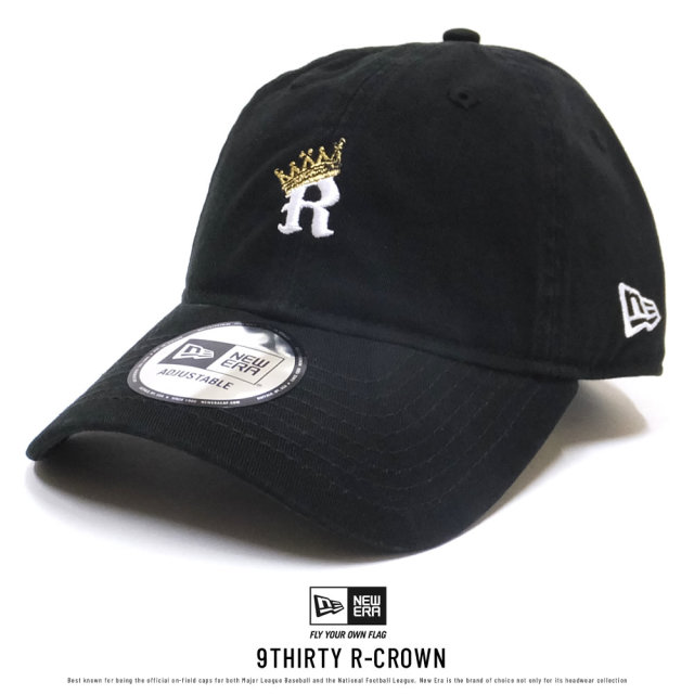 NEW ERA ニューエラ カーブバイザーキャップ 9THIRTY クロスストラップ Rクラウン ブラック×ホワイト/ゴールド (11785624)