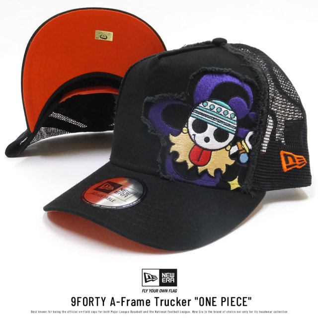 NEW ERA ニューエラ カーブバイザーキャップ 9FORTY Aフレーム トラッカー コラボ ONE PIECE ワンピース ナミ ブラック オレンジアンダーバイザー (11785630)
