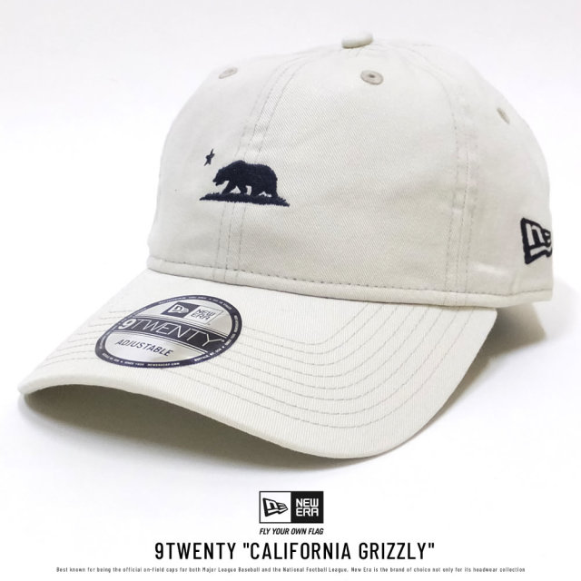 NEW ERA ニューエラ カーブバイザーキャップ 9TWENTY クロスストラップ カリフォルニア グリズリー シルエット アイボリー×ミッドナイトネイビー (11785650)