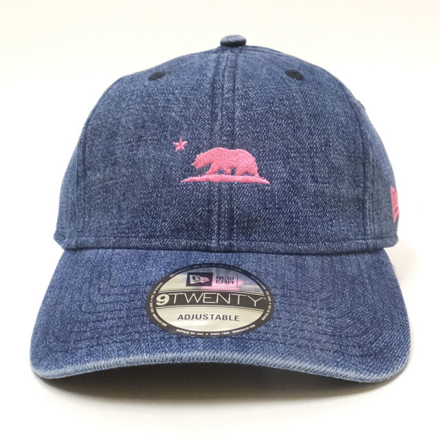 NEW ERA ニューエラ カーブバイザーキャップ 9TWENTY クロスストラップ カリフォルニア グリズリー シルエット インディゴデニム×ワイルドピンク (11785651)