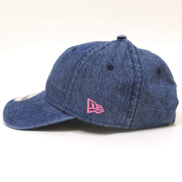 NEW ERA ニューエラ カーブバイザーキャップ 9TWENTY クロスストラップ カリフォルニア グリズリー シルエット インディゴデニム×ワイルドピンク (11785651)