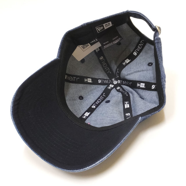 NEW ERA ニューエラ カーブバイザーキャップ 9TWENTY クロスストラップ カリフォルニア グリズリー シルエット インディゴデニム×ワイルドピンク (11785651)