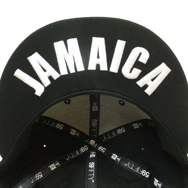 NEW ERA ニューエラ フラットバイザーキャップ 59FIFTY Rクラウン ブラック×ホワイト/ゴールド JAMAICA (11785657)