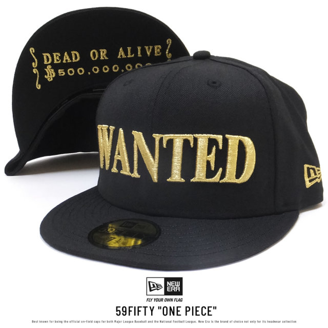 NEW ERA ニューエラ フラットバイザーキャップ 59FIFTY コラボ ONE PIECE ワンピース 手配書 ブラック×ゴールド (11785659)