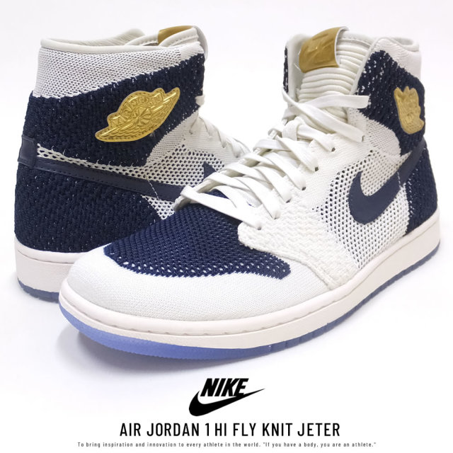 NIKE ナイキ シューズ AIR JORDAN 1 HI FLY KNIT JETER SAIL/METALLIC-GOLD (AH7233-105)