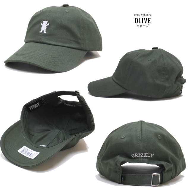 Grizzly Griptape カーブバイザーキャップ OG BEAR LOGO DAD HAT SMB1635A01