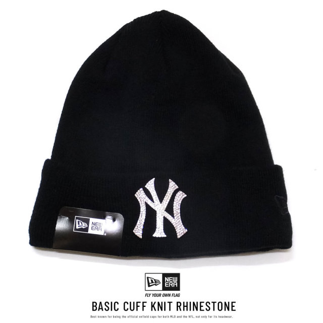 NEW ERA ニューエラ ニットキャップ ベーシックカフニット ラインストーン ニューヨーク・ヤンキース ブラック 11781288
