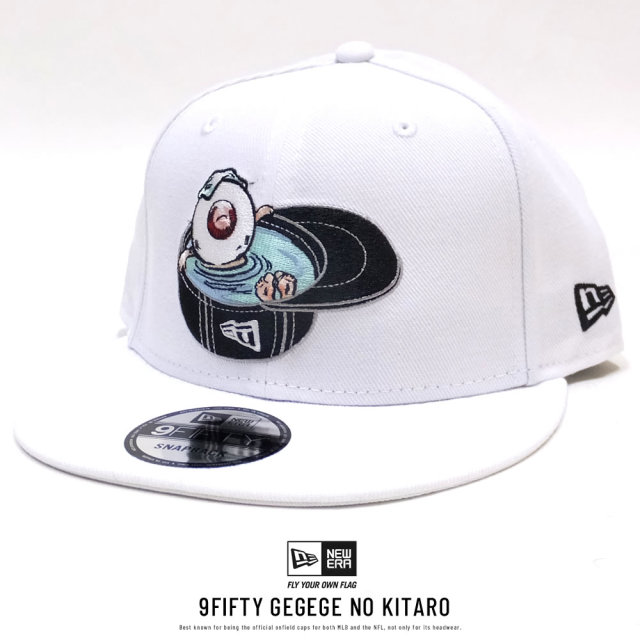 NEW ERA ニューエラ コラボ フラットバイザーキャップ 9FIFTY ゲゲゲの鬼太郎 目玉おやじ ニューエラキャップ風呂 ホワイト 11785071