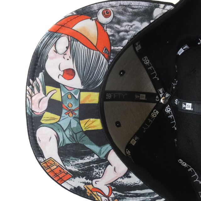 NEW ERA ニューエラ コラボ フラットバイザーキャップ 59FIFTY ゲゲゲの鬼太郎 タイトル 鬼太郎アンダーバイザー 11785100