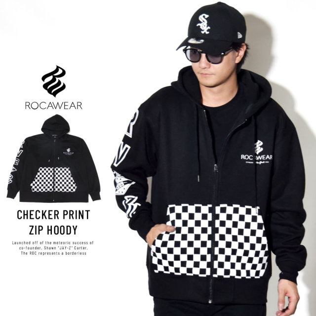 ROCAWEAR ロカウェア ジップパーカー CHECKER PRINT ZIP HOODY RW183K17
