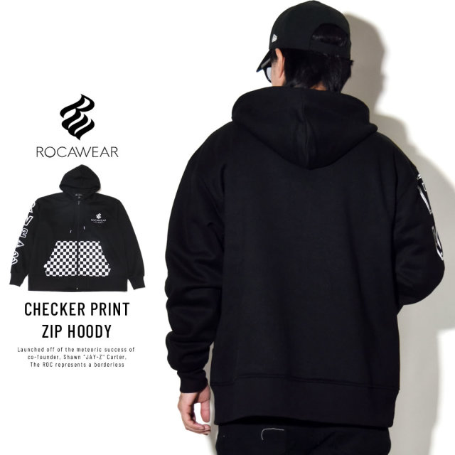 ROCAWEAR ロカウェア ジップパーカー CHECKER PRINT ZIP HOODY RW183K17