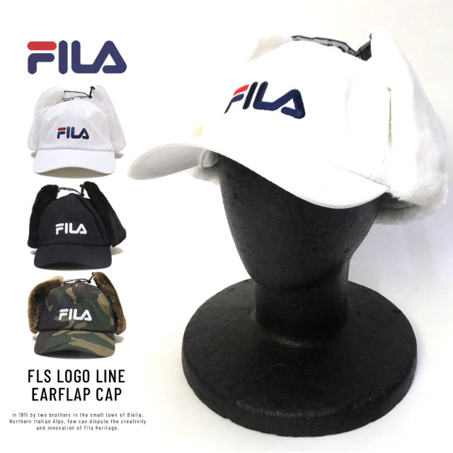 FILA フィラ フラットバイザーキャップ FLS LOGO LINE EARFLAP CAP 188113801