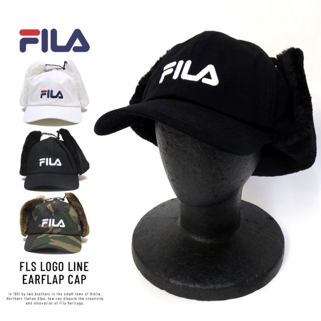 FILA フィラ フラットバイザーキャップ FLS LOGO LINE EARFLAP CAP 188113801
