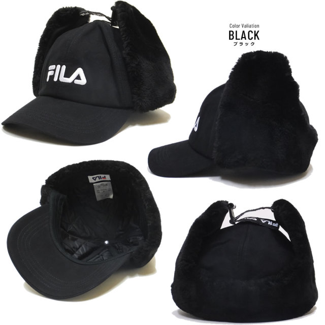 FILA フィラ フラットバイザーキャップ FLS LOGO LINE EARFLAP CAP 188113801