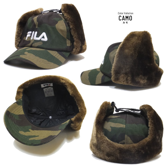 FILA フィラ フラットバイザーキャップ FLS LOGO LINE EARFLAP CAP 188113801