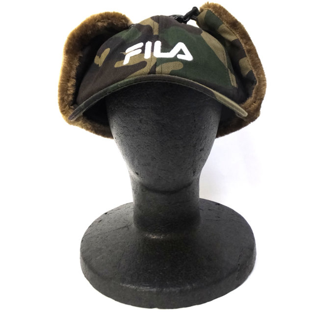FILA フィラ フラットバイザーキャップ FLS LOGO LINE EARFLAP CAP 188113801